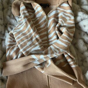Marc New York Tan and White Zebra Cardigan